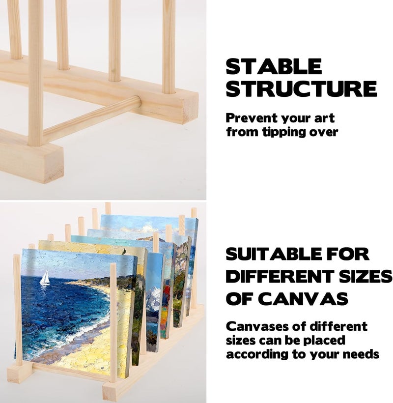 Rainmae 2 Pack Art Drying Rack Art Storage Rack, Wood Kids Bookshelf for Display, 6 Layers Paint Display Rack Storage Stand for Canvas, Art Storage Organizer for Painting Canvas, Tabletop Art Rack - Image 4